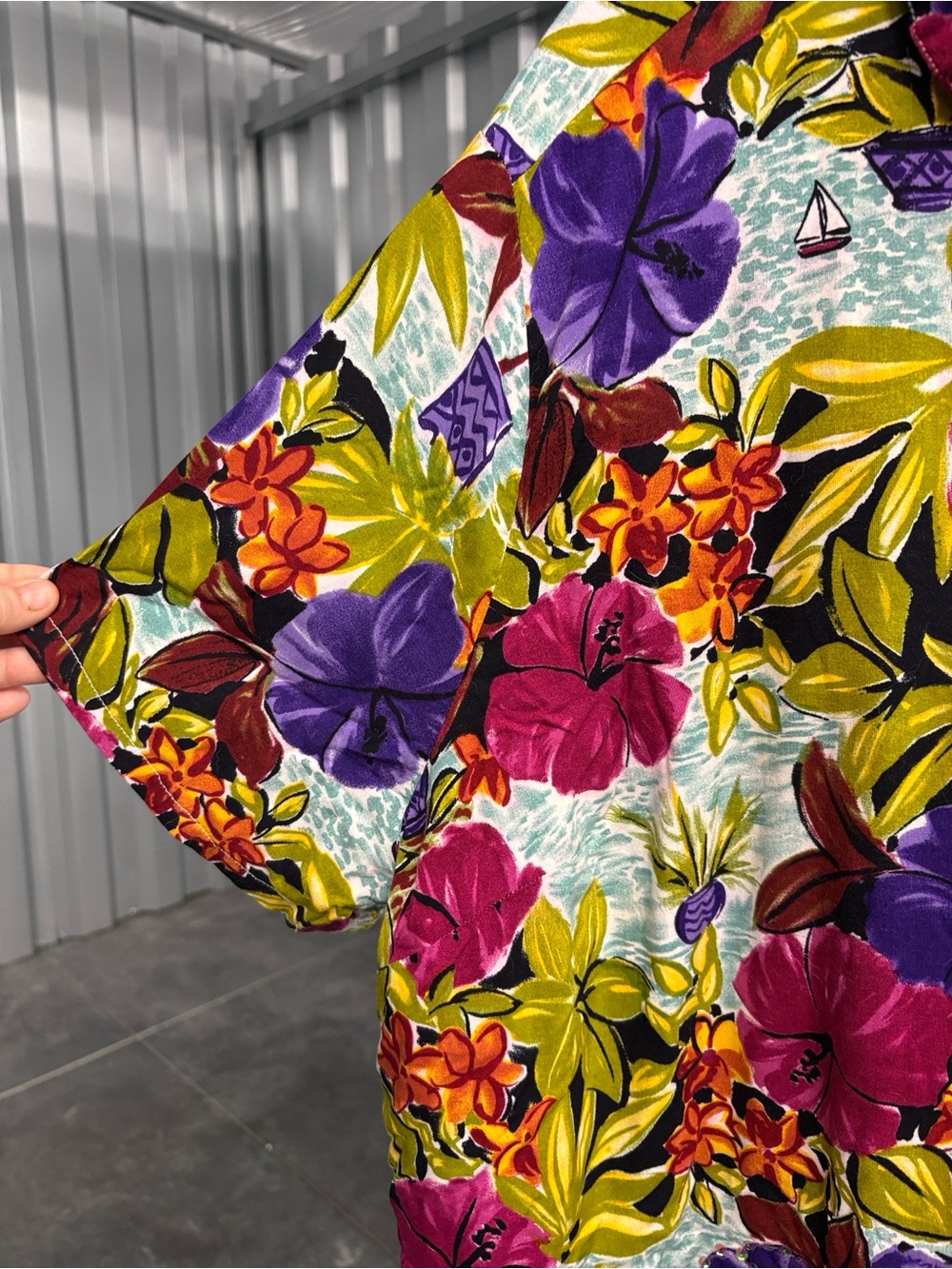 Liz & Me Floral Hawaiian Button-Up Shirt - Multicolor Bold Vibrant Tropical 3X - Picture 5 of 16